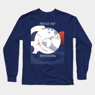 Kintsugi Moon Kanagawa Wave Long Sleeve T-Shirt